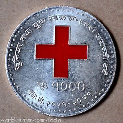 NEPAL 1000 RUPEES 2015 COLORED Silver COIN Commemorative 50th Any RED CROSS UNC