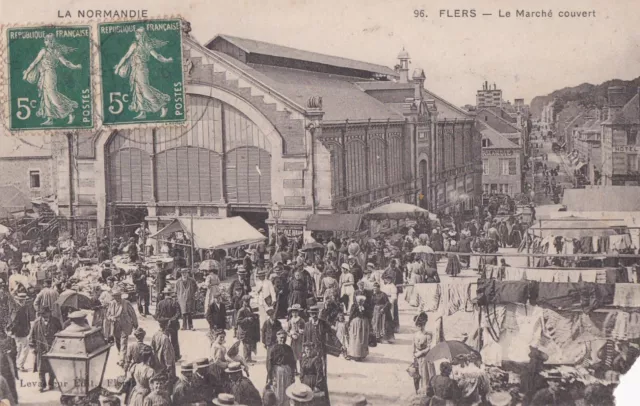 CPA 61 NORMANDY Orne FLERS Le Marché covered 1910 Animated