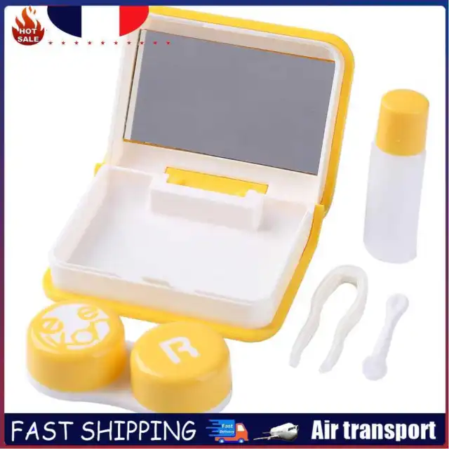 Portable Fashion Travel Contact Lens Case Set Glasses Wearing Tool (Yellow)