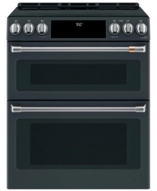 GE CAFE 30& Matte Black Double Oven Induction Freestanding Range