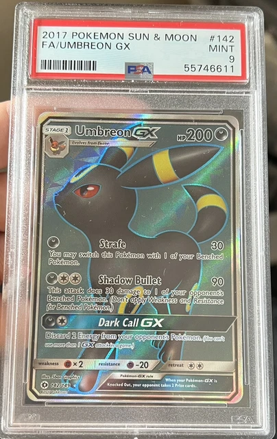 🖤 2017 Pokemon Sun & Moon Full Art Umbreon GX #142 PSA 9 MINT 🖤