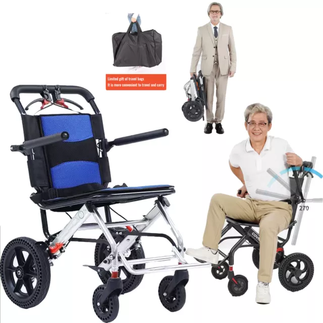 Folding Wheelchairs Travel Wheelchair handbrake Ultra-Light Aluminium Wheelchair