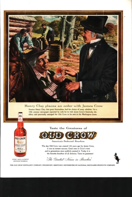 1959 Old Crow Bourbon: Henry Clay Places an Order Vintage Print Ad b5