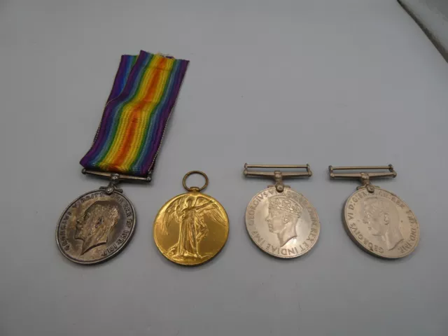 WW1 World War 1 & WW2 World War 2 - 4 Medal Group - Welsh Regiment PTE E THOMAS