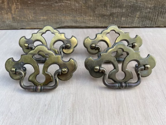 Lot 4 Vintage Matching Set Dresser Drawer Handle Pulls Furniture Hardware