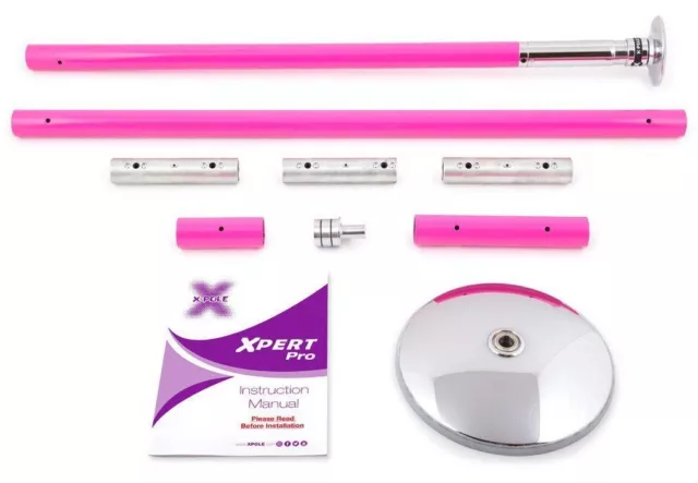 XPole X-PERT Pro 45mm PX Spinning Static Dance Exercise X Pole Set Silicone Pink