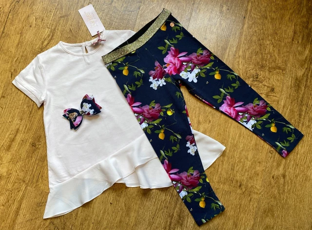BNWT Ted Baker 4-5 years top leggings outfit floral set New Citrus Leopard bow