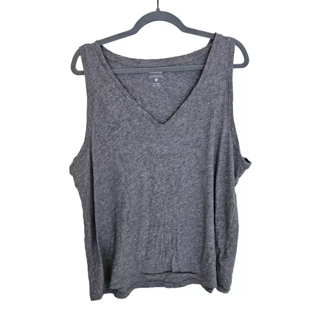 Madewell V-Neck Tank Top Womens Size XL Slub Knit Organic Cotton Gray