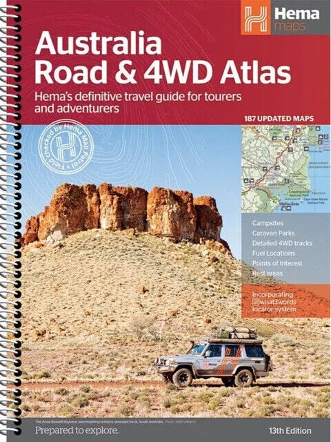 Australian Road & 4WD Atlas Map 13th Edition With 187 Updated Maps Book New Hema