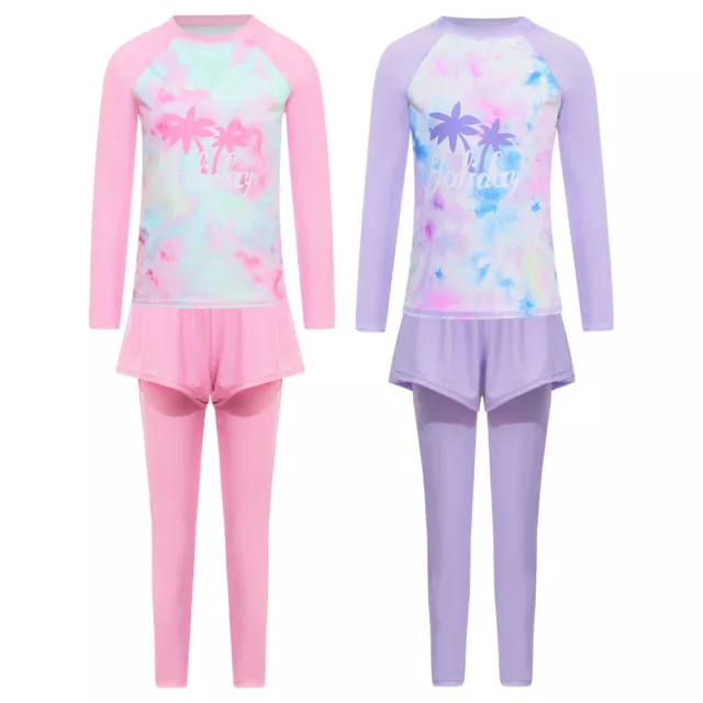 Kids Girls Outfits Tie-dye Set Surfing Swimsuit Swimwear Sunsuit Suit Costume