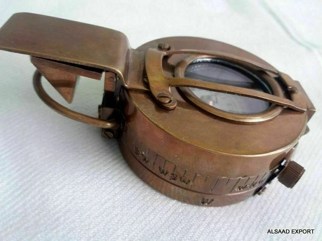 Boussole Militaire Vintage Laiton - Style Ancien, Poche, Prismatique, Marine Britannique WWII