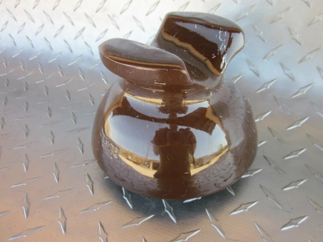 Vintage LOCKE 5.75" Large Brown Porcelain High Voltage 3 Ring Insulator