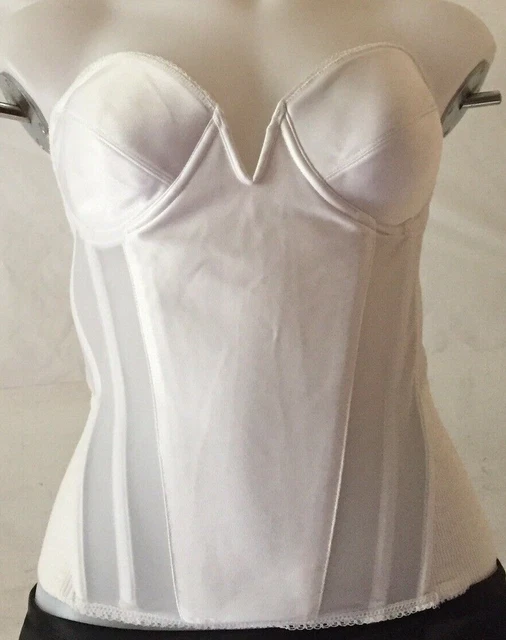 FLATTERING ME Longline Bridal Strapless Corset Bustier White 34 DD