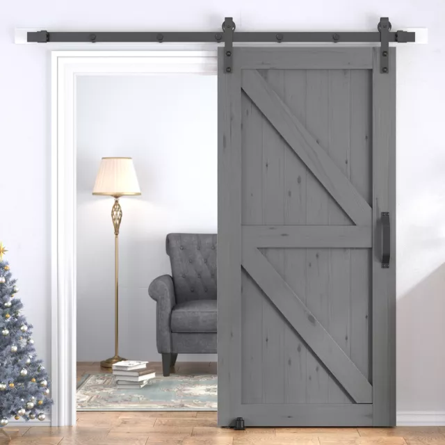 Sliding Barn Door with 6.6ft Barn Door Hardware Kit & Handle, Pre-Drilled Ready