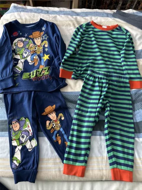 2x Boys Pyjamas 1.5-2 Years (18-24 Months) Toy Story & Green/Navy print Sets