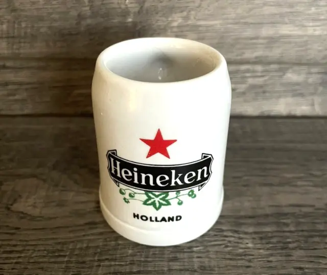 MINIATURE Heineken Holland 2.5 INCH Beer Delft Mug Stein Stoneware Shot * READ *