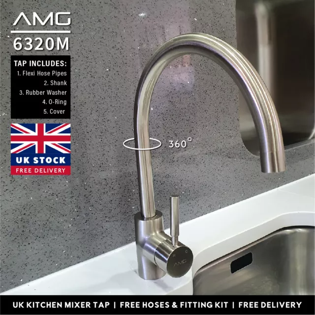 Moderne Küchenspüle Mixer Wasserhähne einstufig drehbar Auslauf Mono Wasserhahn Wasserhahn UK