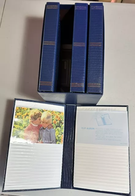 Fotobiblioteca 4 libros un total de 240 fotos cuero azul 1986 vintage