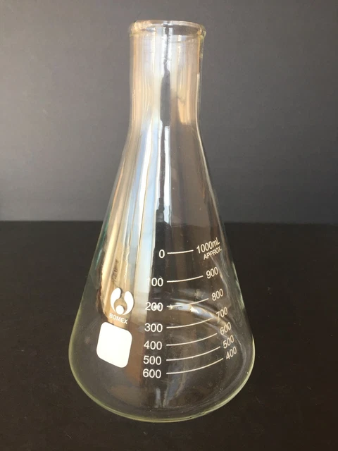Bomex 1000 ml glass Erlenmeyer flask 9"