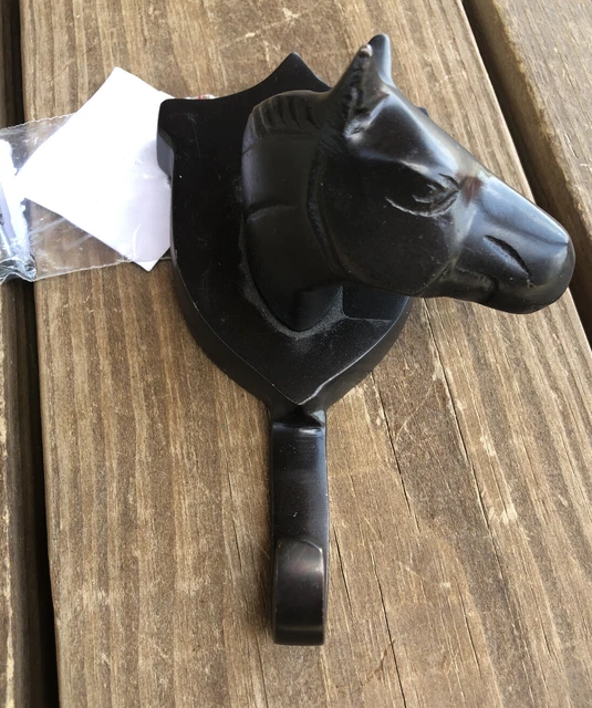 Horse Coat Rack Tilted Head Single Wall Hook Black