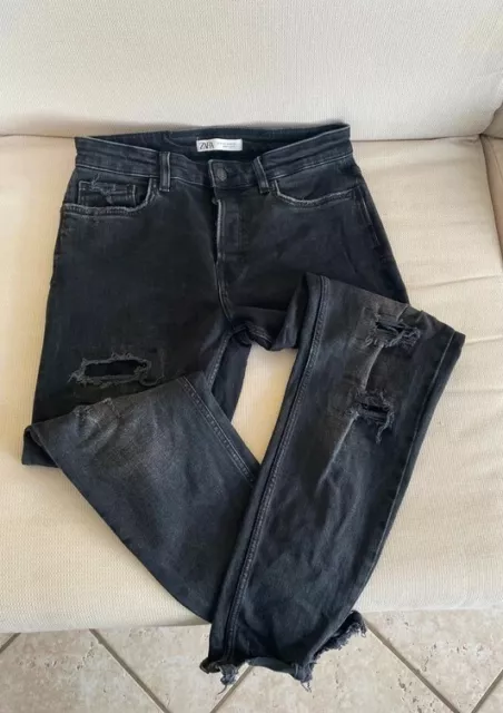 JEANS UOMO ZARA colore nero con strappi taglia m slim fit EUR 10 00 PicClick IT