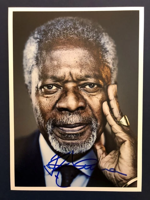 Kofi Annan 13x18 cm Signiertes Foto. Autogramm / Autograph