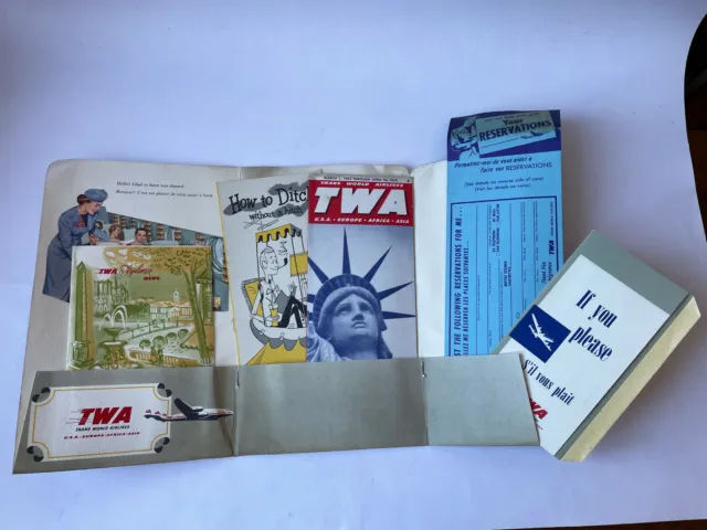 TWA AIRPLANE AIRPLANE Timetable Airlines USA Brochure Advertising Menu