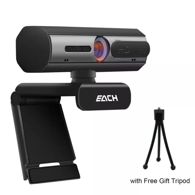 1080P HD PC Autofocus Webcam with Tripod Cover Wide-Angle USB WebCamera with Mic