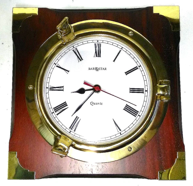 Horloge Murale Nautique En Laiton – Style Hublot – 15 Pouces – Vintage