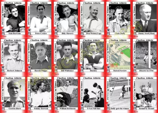 Charlton Athletic 1947 FA Cup final winners football trading cards