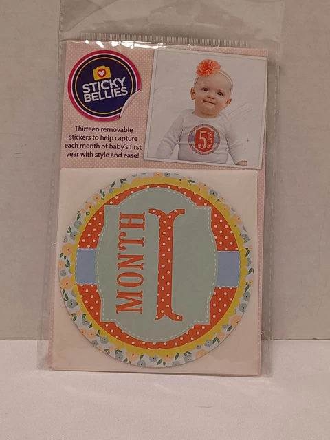 STICKY BELLIES Baby Monthly Photograph Stickers Girl or Boy Pattern Garden Party