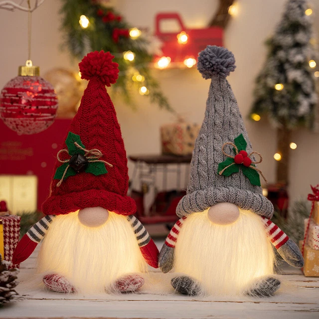 Christmas Gnome Faceless Doll Handmade Knitted Glowing Dwarf Plush Toy Pendants