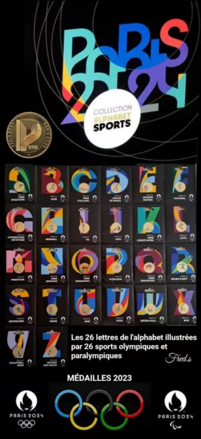 Lot 26 Mini Médaille Monnaie de Paris 2023 Alphabet Paris 2024 + Album