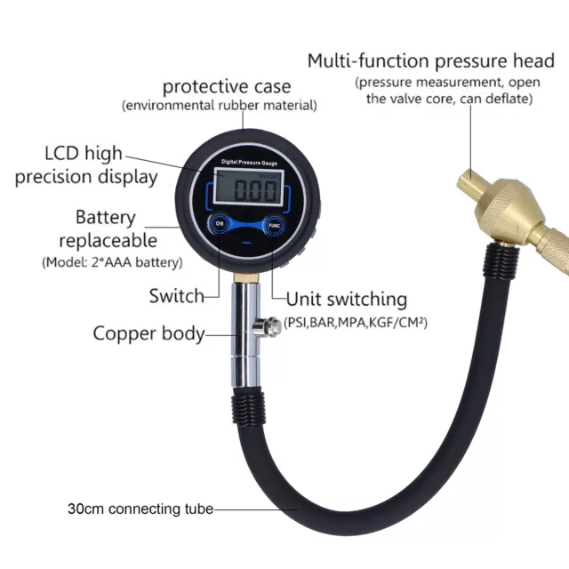 Car Tire Pressure Gauge Digital Tester LCD Display Multifunctional High