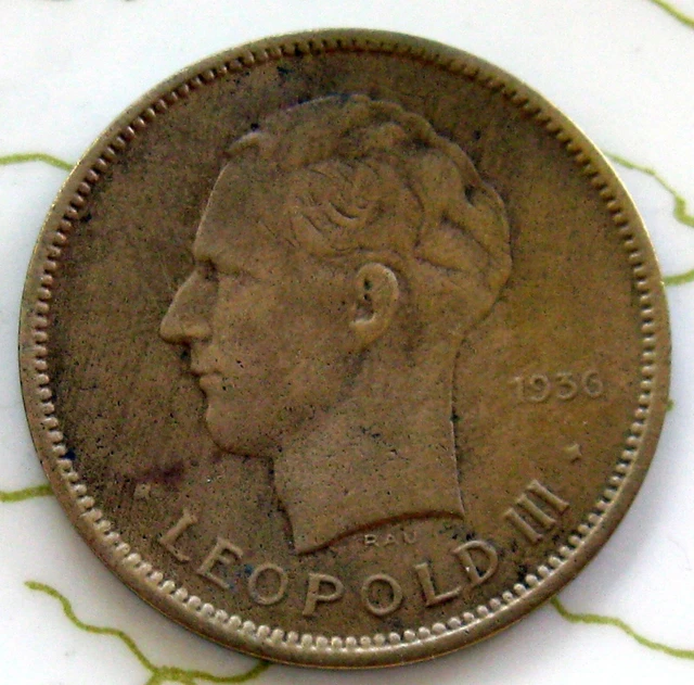 Coin Belgian Congo 5Fr 1936 Vf-Xf 173