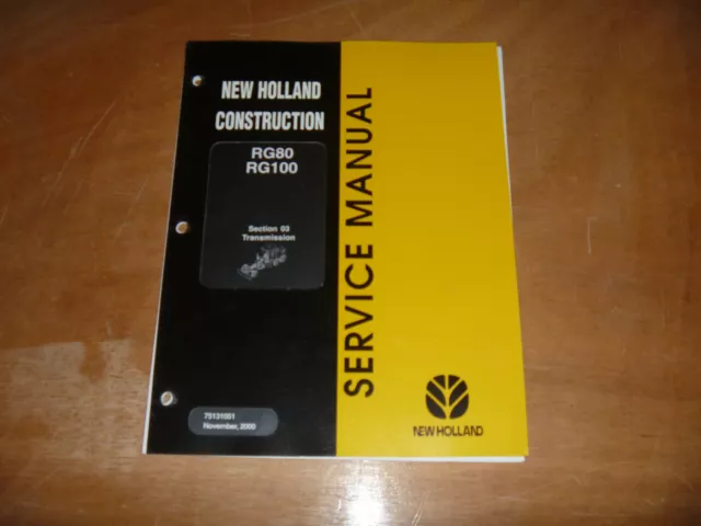 New Holland RG80 RG100 Motor Grader Transmission Shop Service Repair Manual