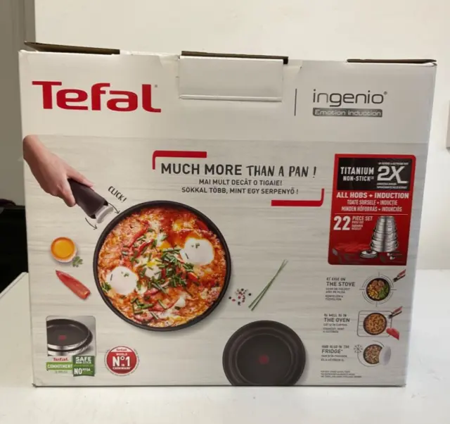 Tefal Ingenio Emotion 22 Piece Stainless Steel Pan Set Induction + GLASS LIDS