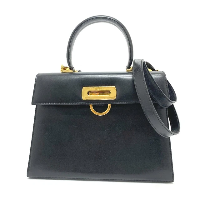 Salvatore Ferragamo BA212181 Gancini Hand Bag Shoulder Bag Leather Black/GoldHW