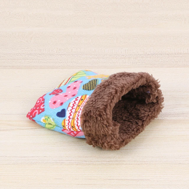 Cama para mascotas hámster cueva saco de dormir bolsa adhesiva saco para mantenerse caliente