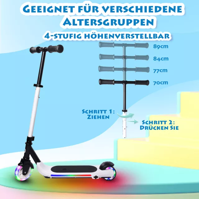 Elektroroller Kinder Elektroscooter LED Elektro Cityroller 3-10 Jahren E-Roller 3