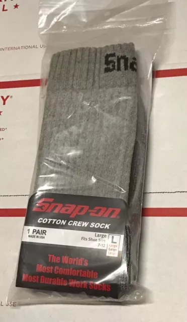 NEW 3 Pairs Mens GRAY Snap On Tools Crew Socks Large FREE Shipping  MADE USA