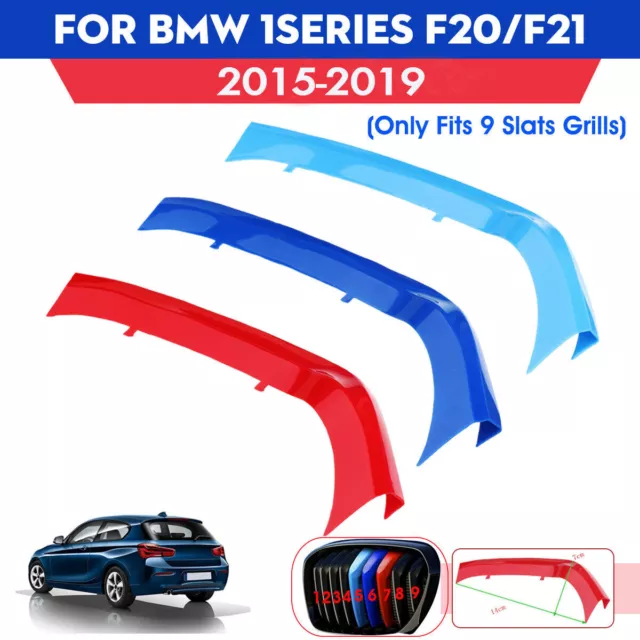 Für BMW 1er F20 F21 2015-19 M Farben Grill Abdeckung Streifen Nieren Sticker ABS
