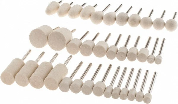 36 Piece Wool Felt Bob Set, Medium Density, 1/8" Shank Diameter