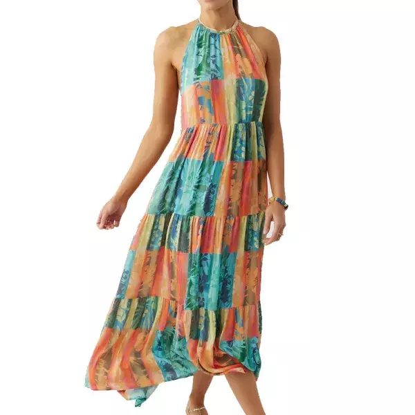 New Ladies O'Neill Jennifer Maxi Halter Dress, Multi M