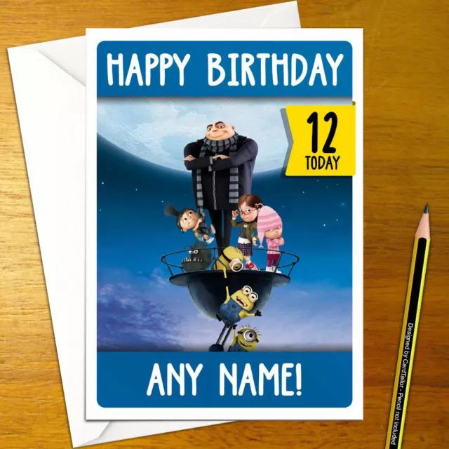 DESPICABLE ME Personalised Birthday Card - A5 minions gru universal film cartoon