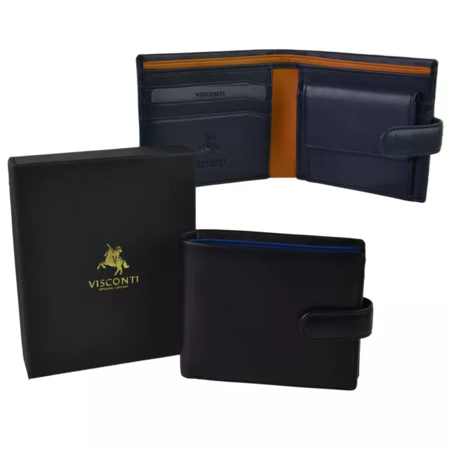 Mens Leather Tabbed Stylish Bifold Wallet by Visconti; Parma Collection Gift ...