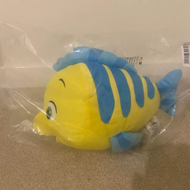 DISNEY STORE FLOUNDER The Little Mermaid Plush Soft/Stuffed Toy *Brand