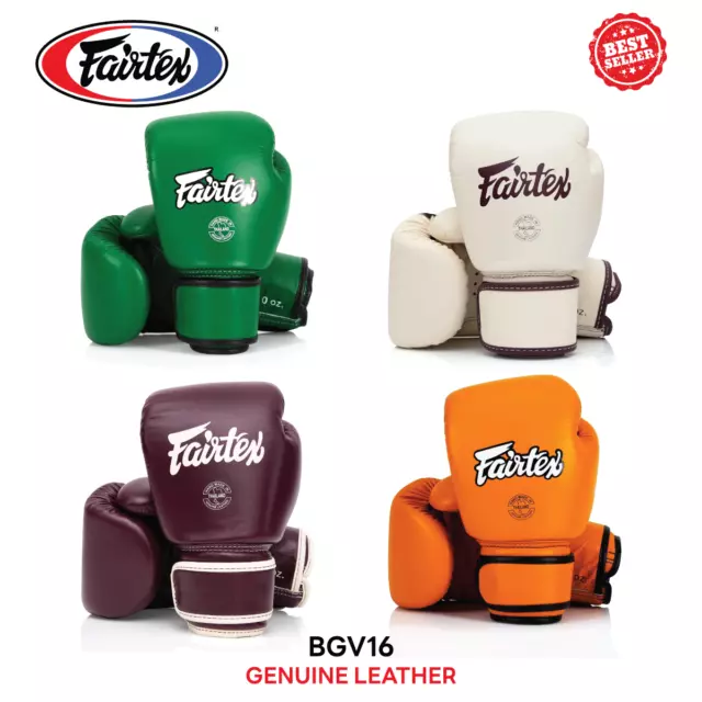 (Free Shipping) Fairtex BGV16 Genuine Leather 4 - Color New Design Boxing Gloves