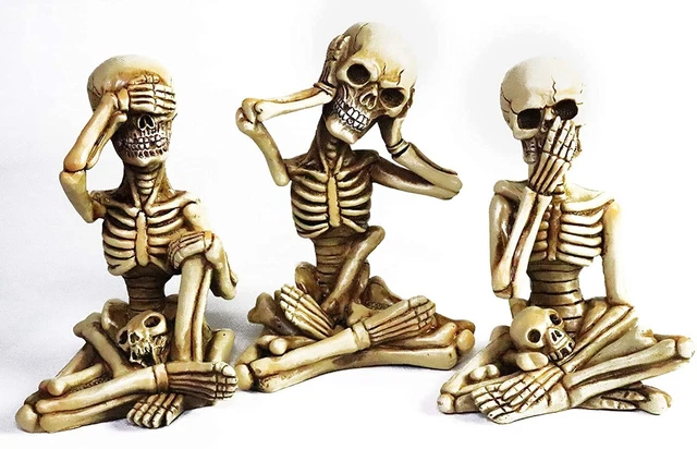 See No Evil Hear No Evil Speak No Evil - 3 Skeleton Gothic Figurines