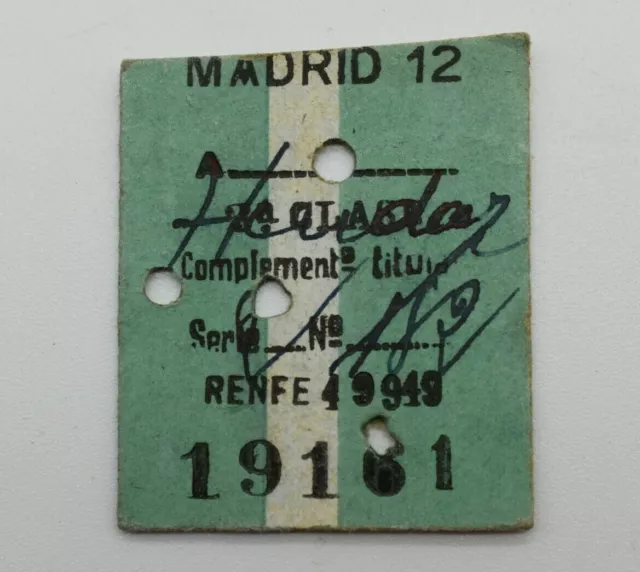 Spain Railway Ticket 19161 Madrid 12